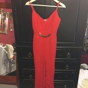 Charlotte Russe Red Jumpsuit w gold belt